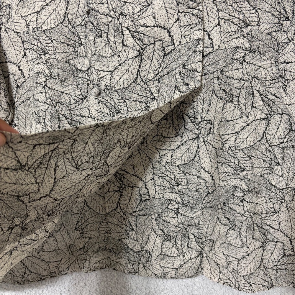 Lightweight Wrap Blouse Flowy Neutral Leaf Print Long Sleeve Work Casual 20W - Picture 7 of 14